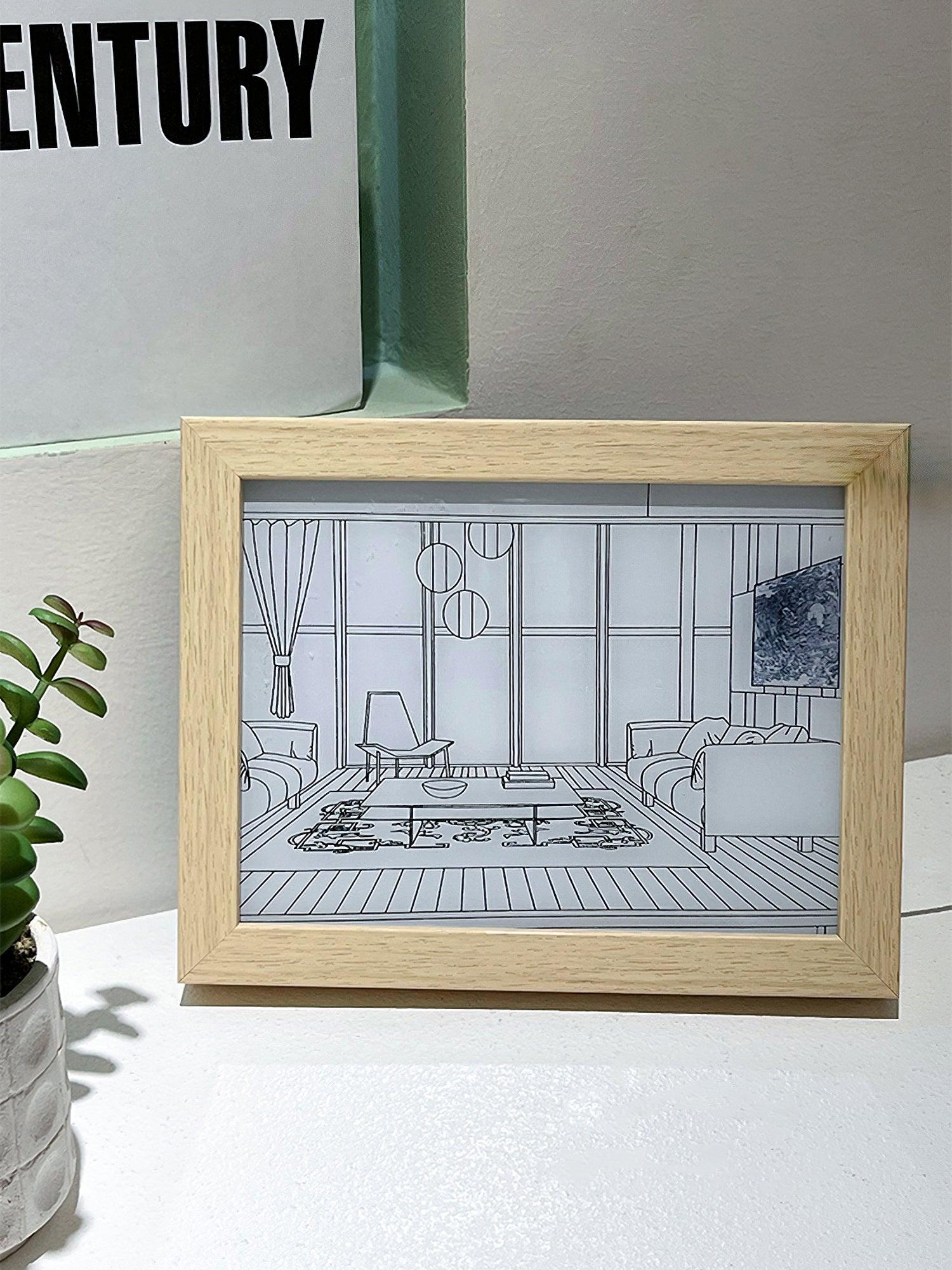 Illuminated Bedside Art Lamp | Wood & Acrylic | Warm, Neutral, Cool Light