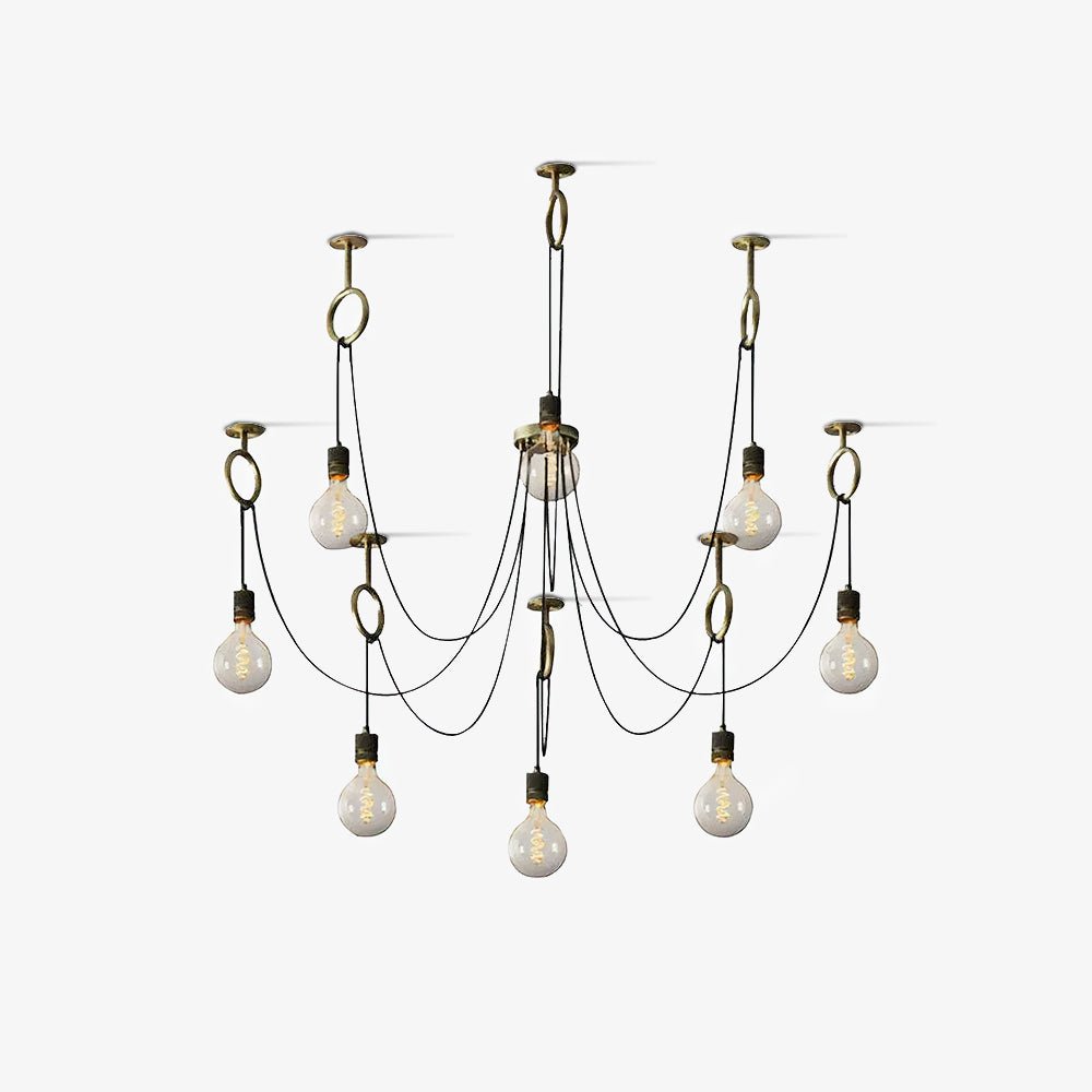Industrial Spider Chandelier | Handcrafted Metal | Copper Finish | 3, 5, or 8 Heads
