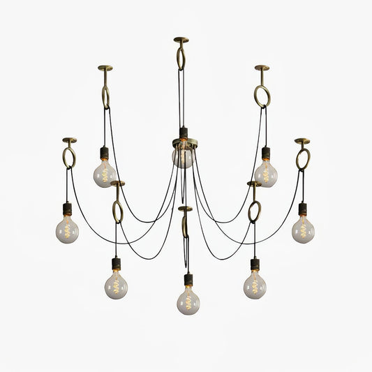 Industrial Spider Chandelier | Handcrafted Metal | Copper Finish | 3, 5, or 8 Heads