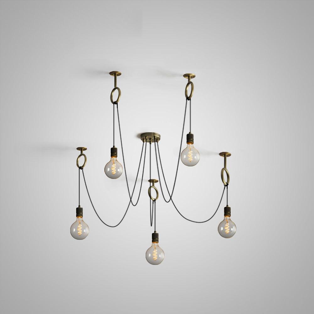 Industrial Spider Chandelier | Handcrafted Metal | Copper Finish | 3, 5, or 8 Heads