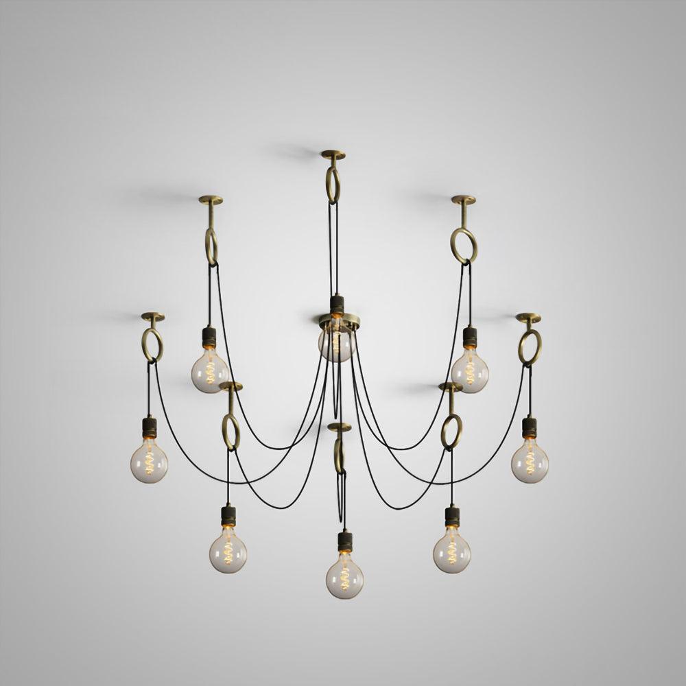 Industrial Spider Chandelier | Handcrafted Metal | Copper Finish | 3, 5, or 8 Heads