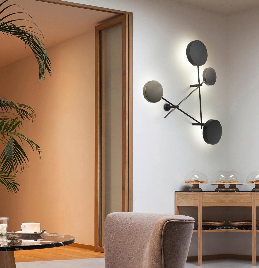 Lride Wall Lamp | Metal, Iron, Acrylic | Black, Gray + Black