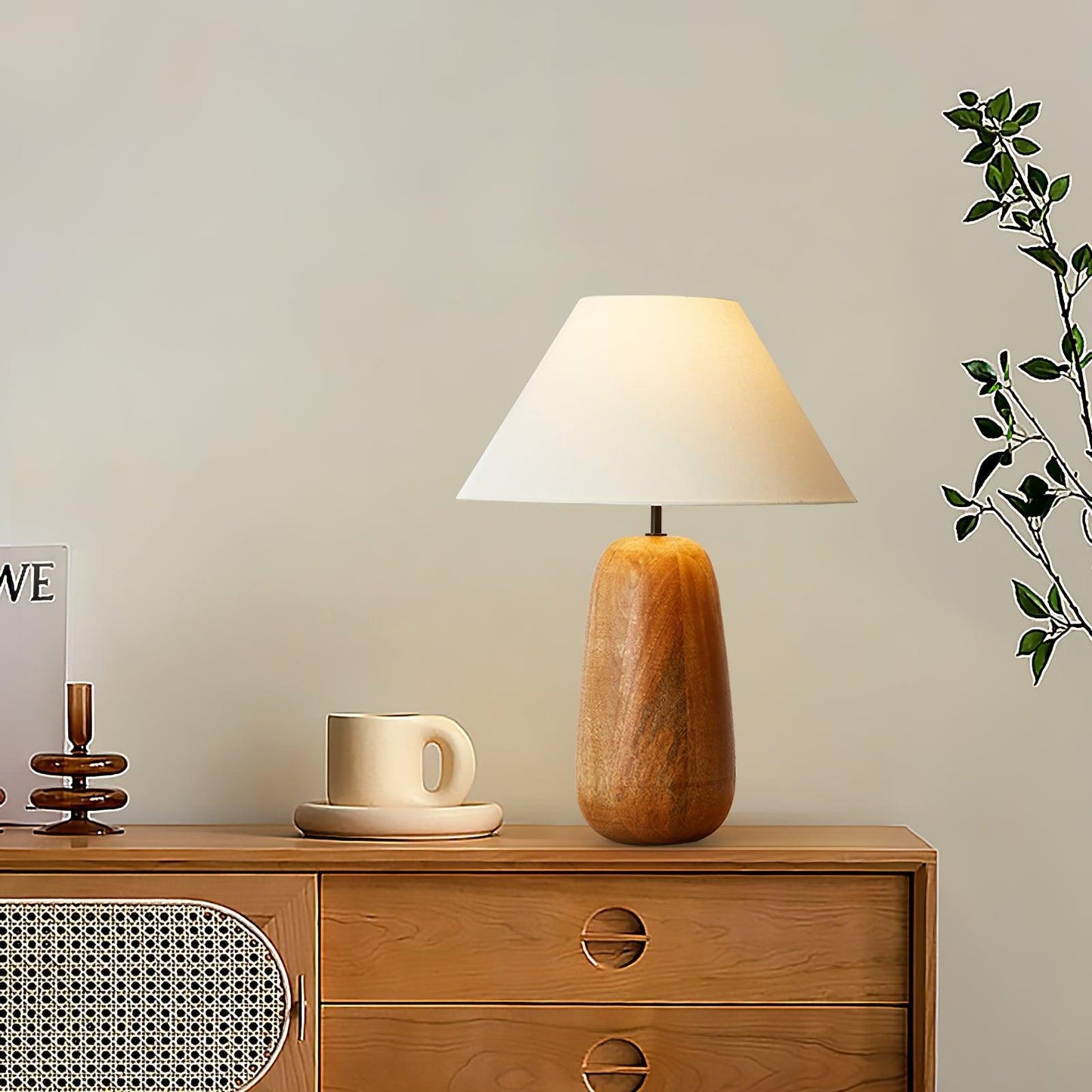 Irving Wood Table Lamp | Wood & Fabric | White