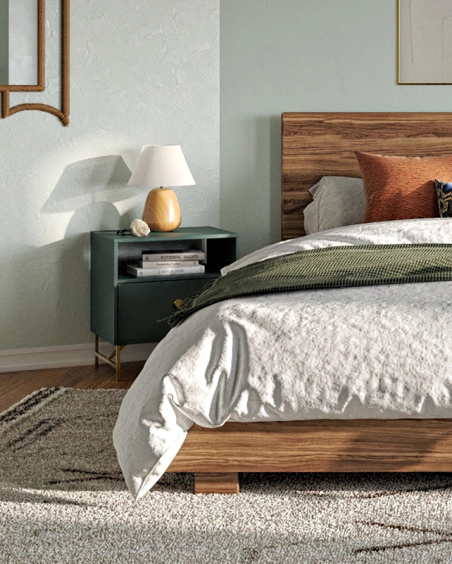 Irving Wood Table Lamp | Wood & Fabric | White