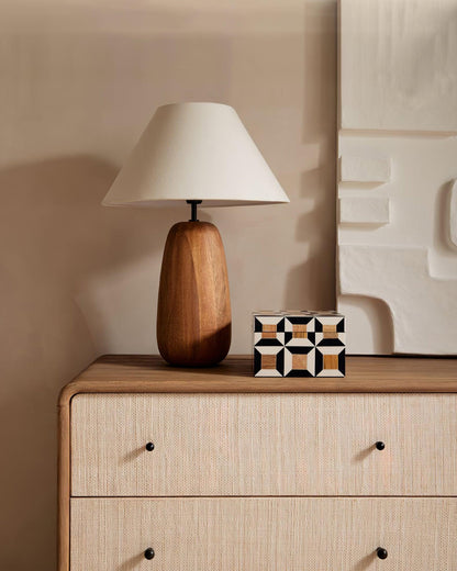 Irving Wood Table Lamp | Wood & Fabric | White