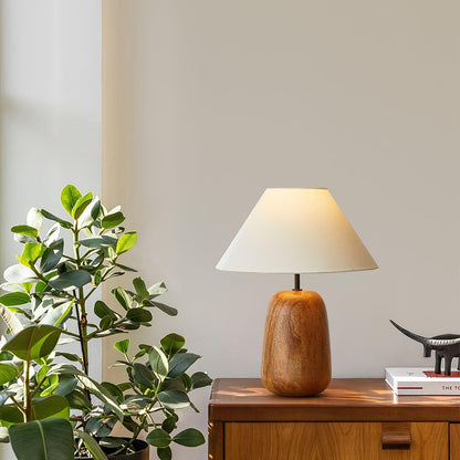 Irving Wood Table Lamp | Wood & Fabric | White