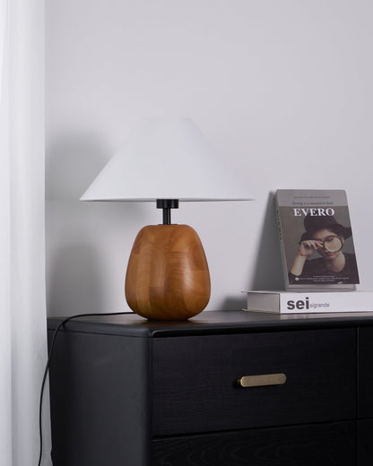 Irving Wood Table Lamp | Wood & Fabric | White