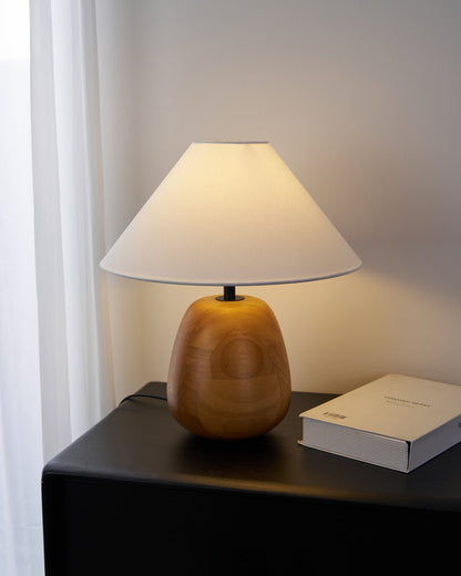 Irving Wood Table Lamp | Wood & Fabric | White