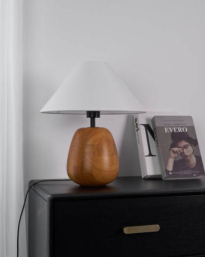 Irving Wood Table Lamp | Wood & Fabric | White