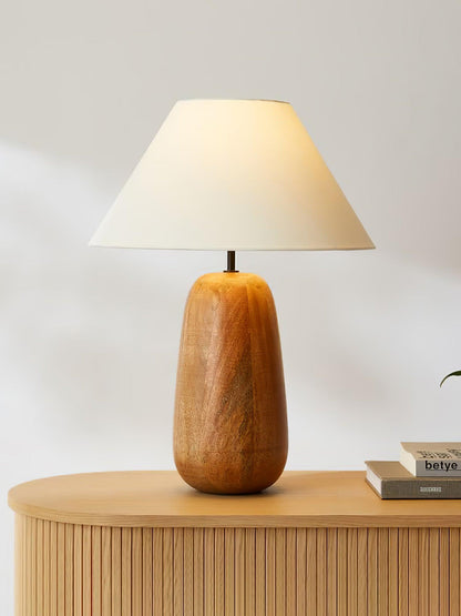Irving Wood Table Lamp | Wood & Fabric | White