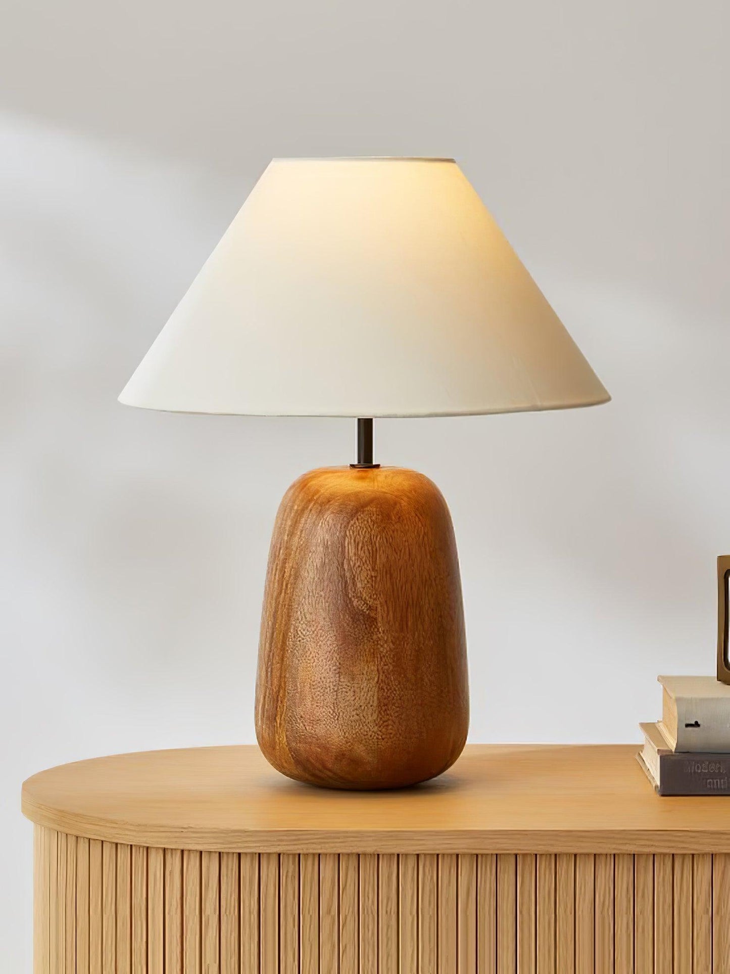 Irving Wood Table Lamp | Wood & Fabric | White