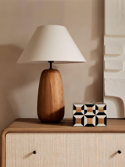 Irving Wood Table Lamp | Wood & Fabric | White