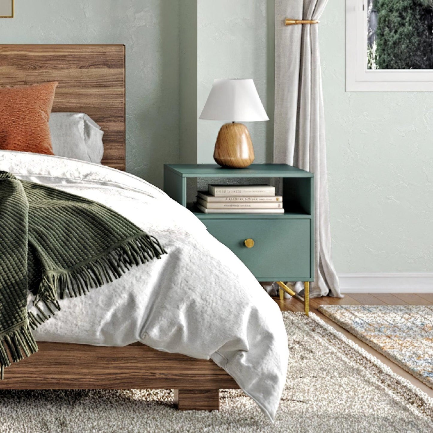 Irving Wood Table Lamp | Wood & Fabric | White