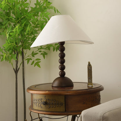 Isabella Grace Table Lamp | Dark Wood & Fabric | Walnut Color