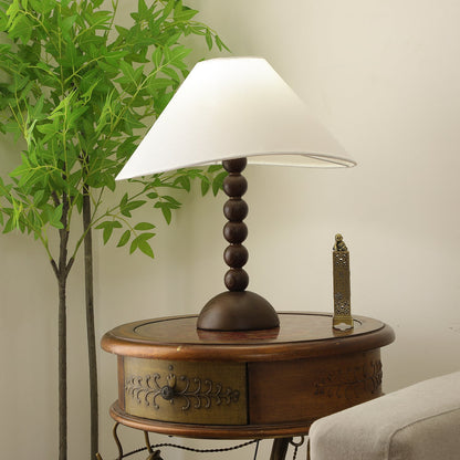 Isabella Grace Table Lamp | Dark Wood & Fabric | Walnut Color