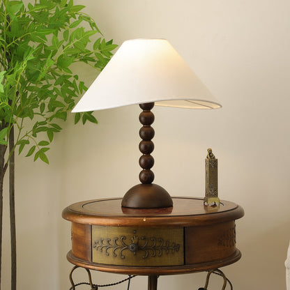 Isabella Grace Table Lamp | Dark Wood & Fabric | Walnut Color