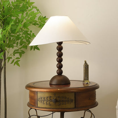 Isabella Grace Table Lamp | Dark Wood & Fabric | Walnut Color