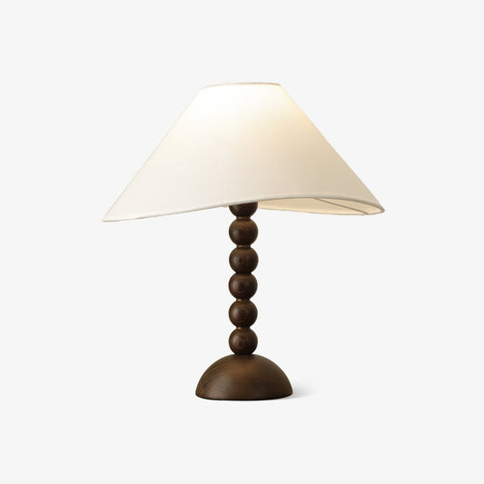 Isabella Grace Table Lamp | Dark Wood & Fabric | Walnut Color