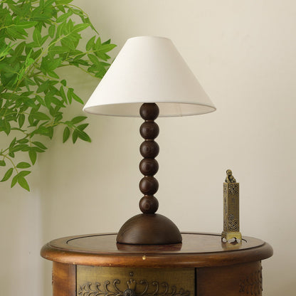 Isabella Grace Table Lamp | Dark Wood & Fabric | Walnut Color
