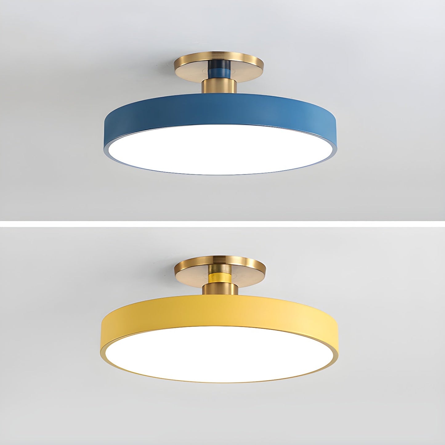 Isla Flush Mount Ceiling Lamp | Black and Gold Metal | 30cm or 40cm Diameter
