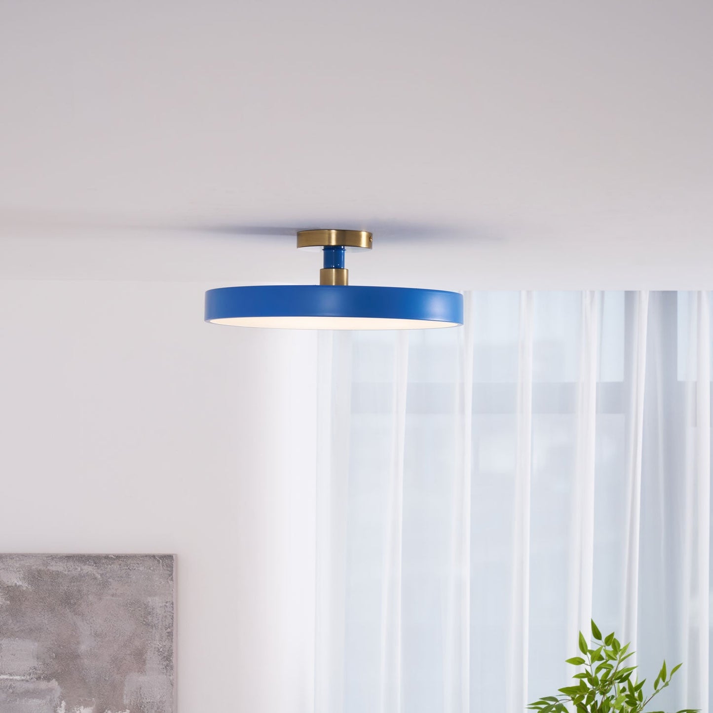 Isla Flush Mount Ceiling Lamp | Black and Gold Metal | 30cm or 40cm Diameter