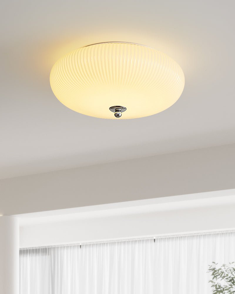 Ivory Ripple Ceiling Light | Metal & Glass | Cream
