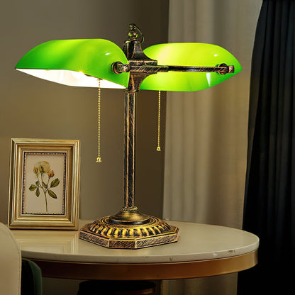 Jade Collection Table Lamp | Bronze Metal & Emerald Green Glass | Retro Design