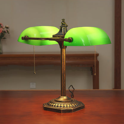 Jade Collection Table Lamp | Bronze Metal & Emerald Green Glass | Retro Design