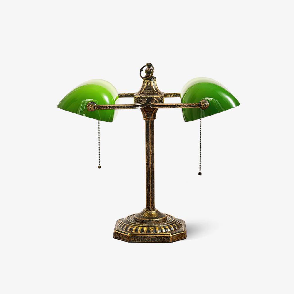 Jade Collection Table Lamp | Bronze Metal & Emerald Green Glass | Retro Design