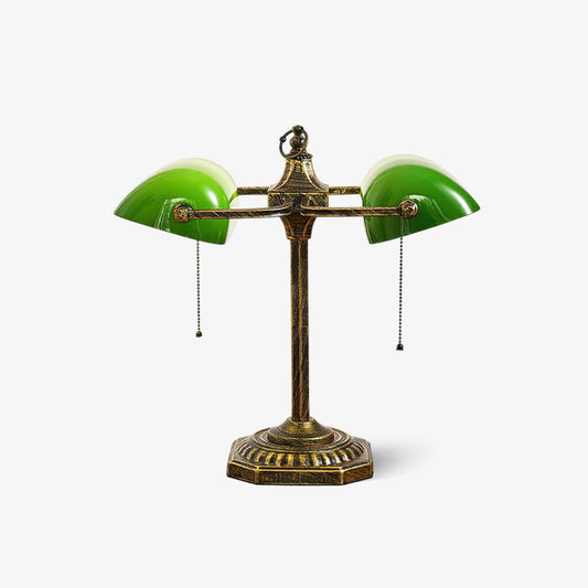 Jade Collection Table Lamp | Bronze Metal & Emerald Green Glass | Retro Design