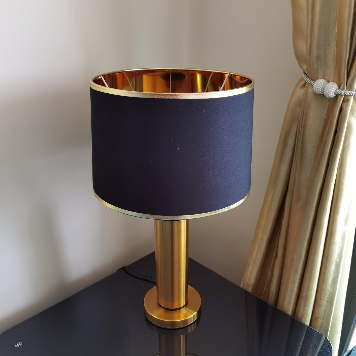 Jaspar Table Lamp | Metal & Fabric | Gold Finish with Black Shade