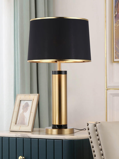 Jaspar Table Lamp | Metal & Fabric | Gold Finish with Black Shade