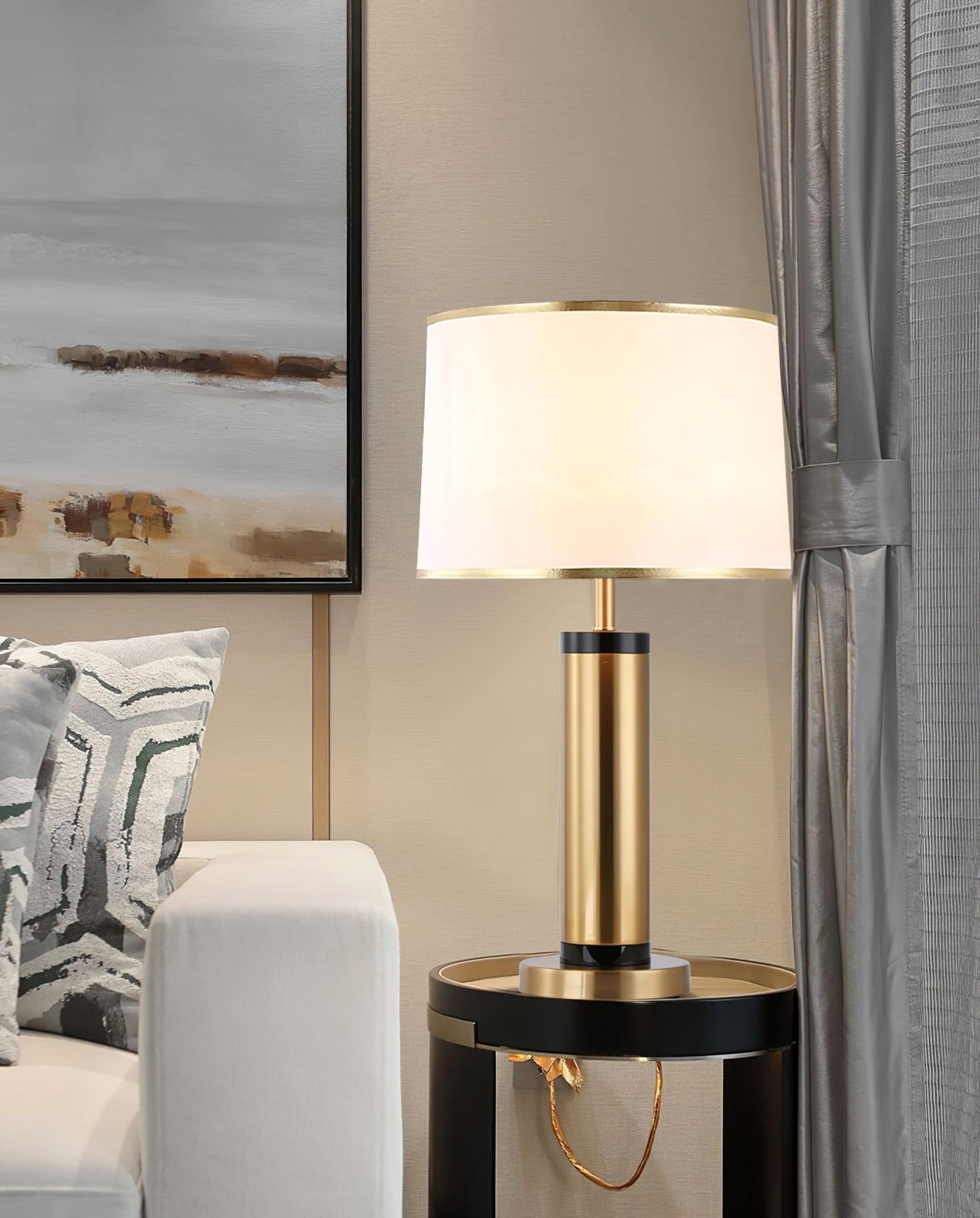 Jaspar Table Lamp | Metal & Fabric | Gold Finish with Black Shade