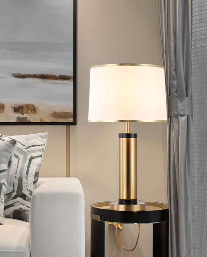 Jaspar Table Lamp | Metal & Fabric | Gold Finish with Black Shade