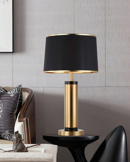Jaspar Table Lamp | Metal & Fabric | Gold Finish with Black Shade