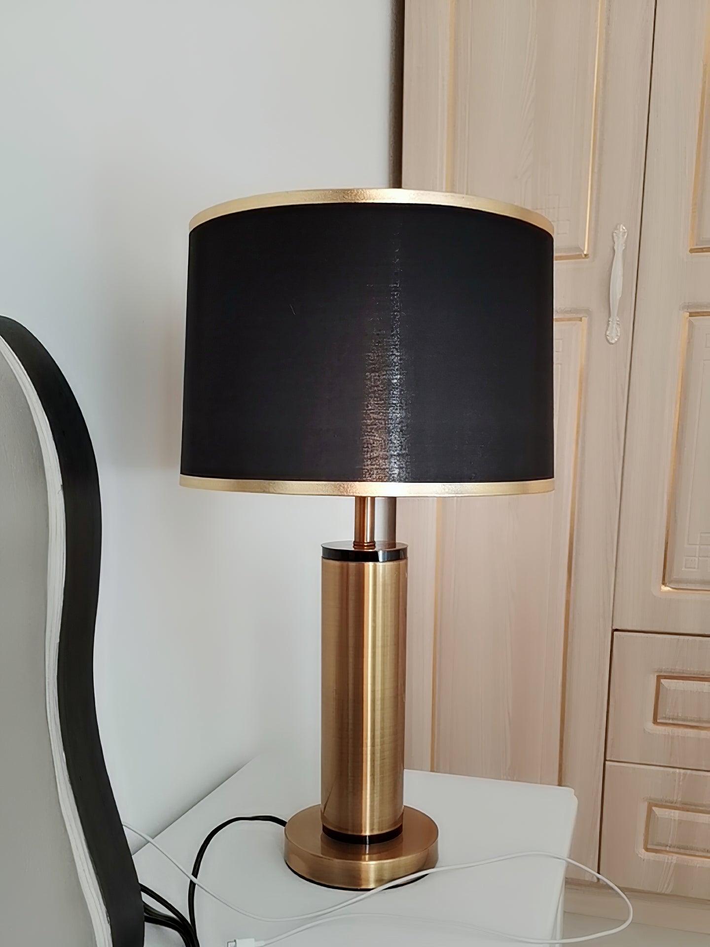 Jaspar Table Lamp | Metal & Fabric | Gold Finish with Black Shade