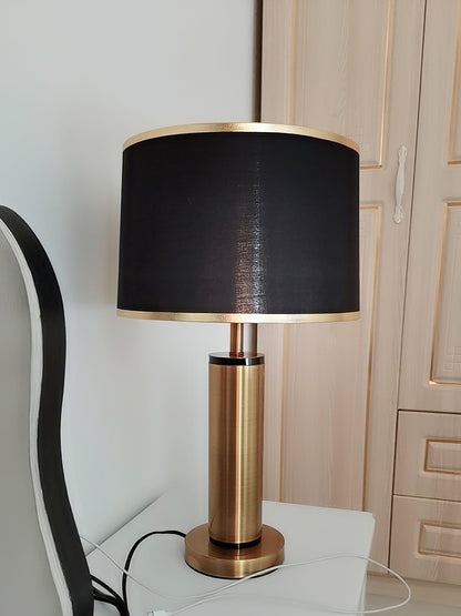 Jaspar Table Lamp | Metal & Fabric | Gold Finish with Black Shade