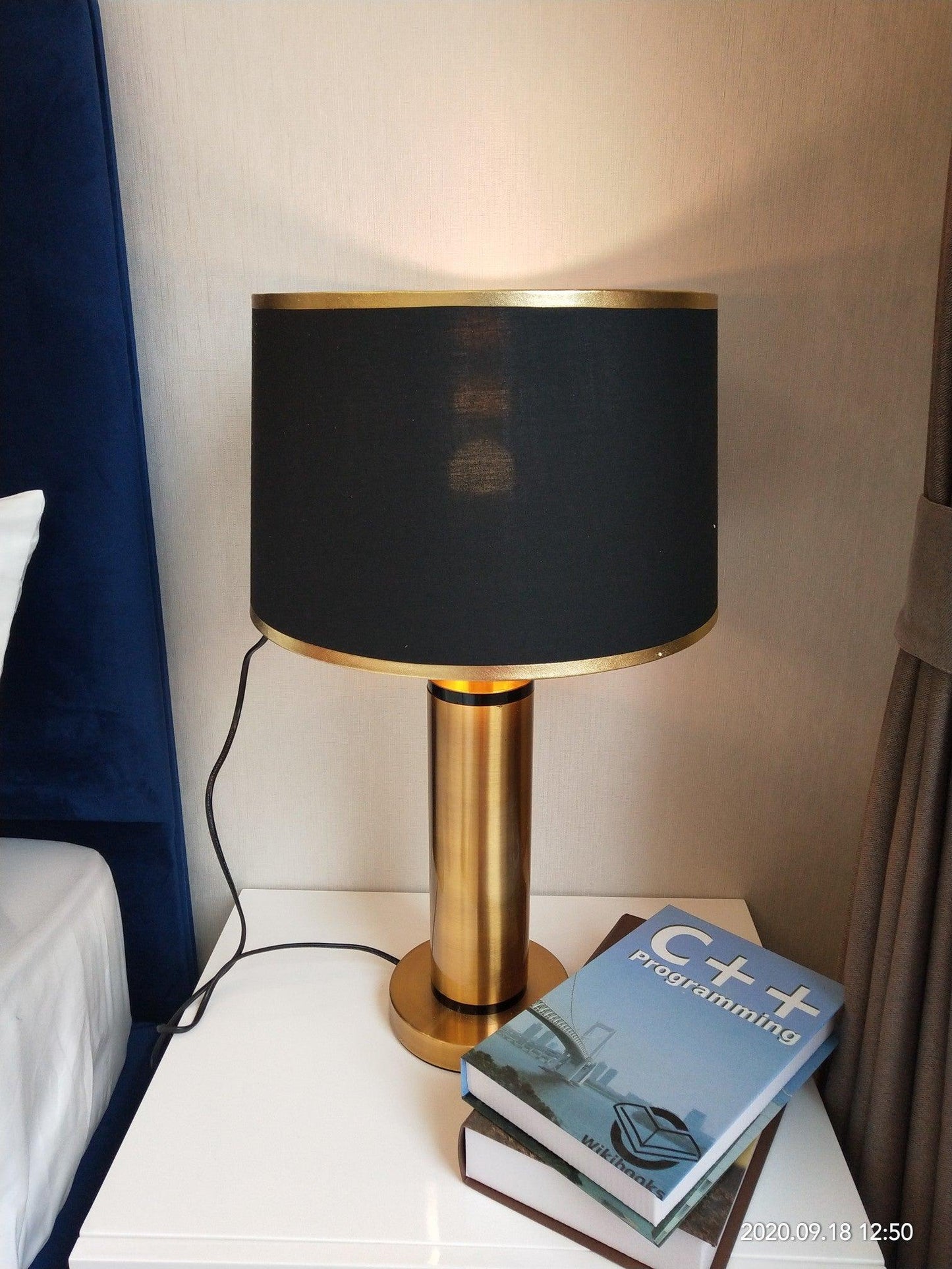 Jaspar Table Lamp | Metal & Fabric | Gold Finish with Black Shade