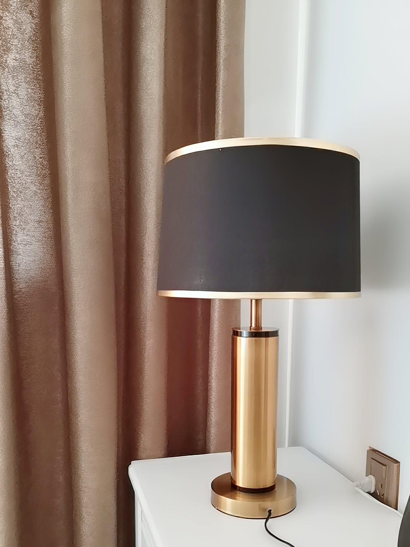 Jaspar Table Lamp | Metal & Fabric | Gold Finish with Black Shade
