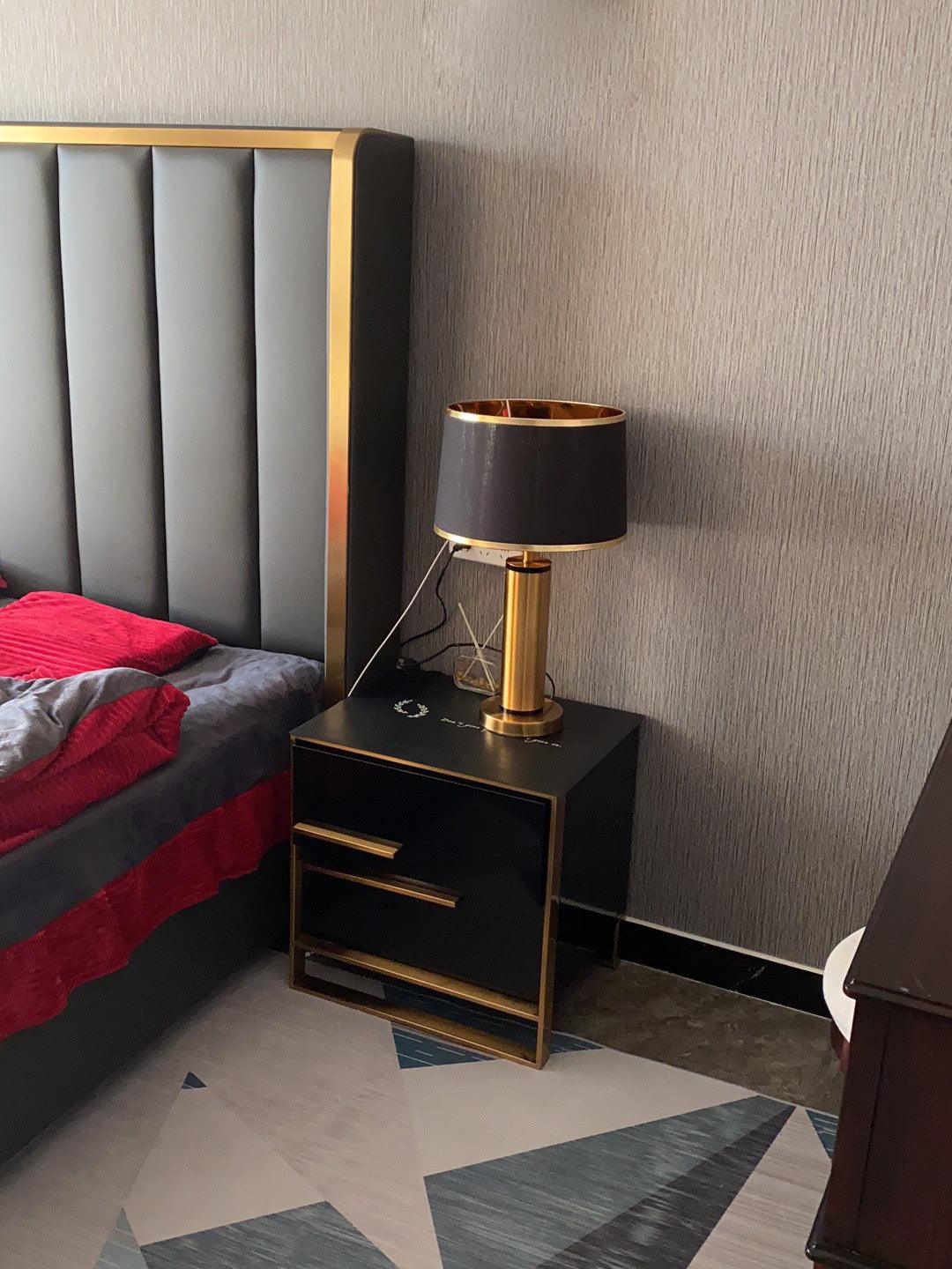 Jaspar Table Lamp | Metal & Fabric | Gold Finish with Black Shade