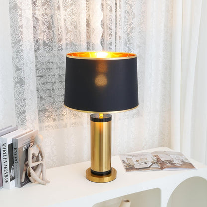 Jaspar Table Lamp | Metal & Fabric | Gold Finish with Black Shade