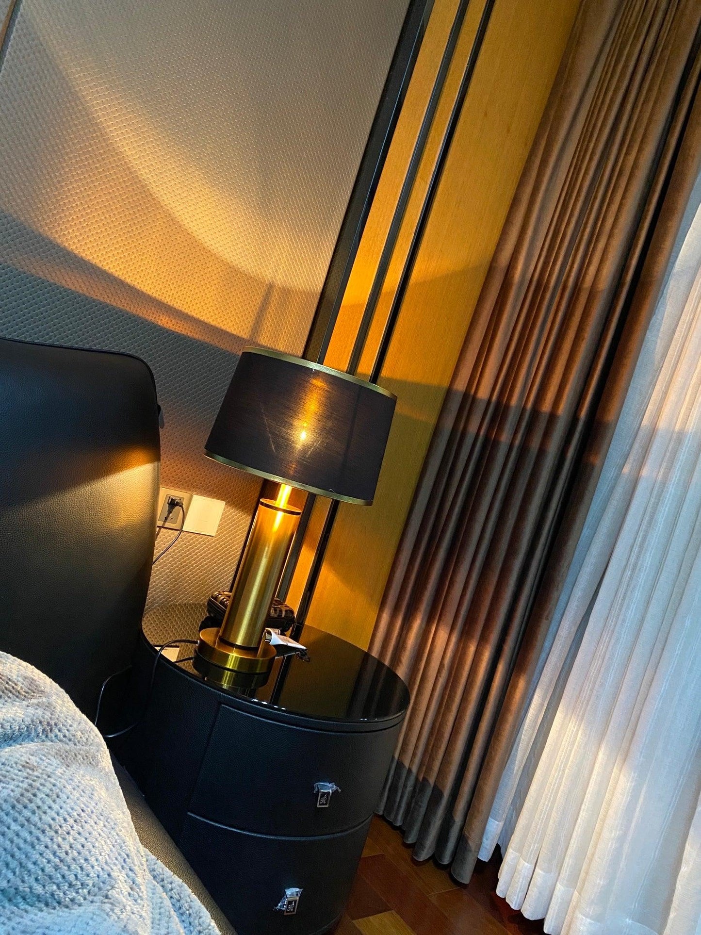 Jaspar Table Lamp | Metal & Fabric | Gold Finish with Black Shade