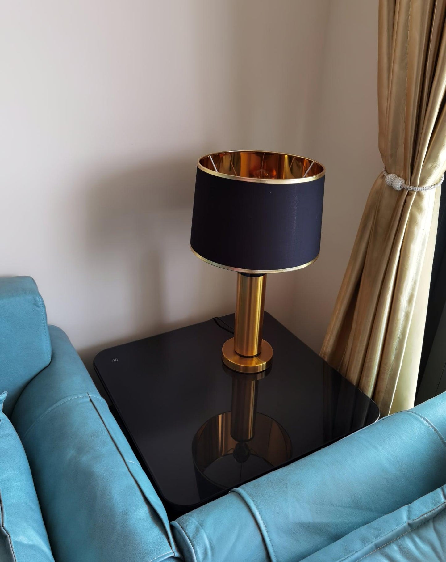 Jaspar Table Lamp | Metal & Fabric | Gold Finish with Black Shade