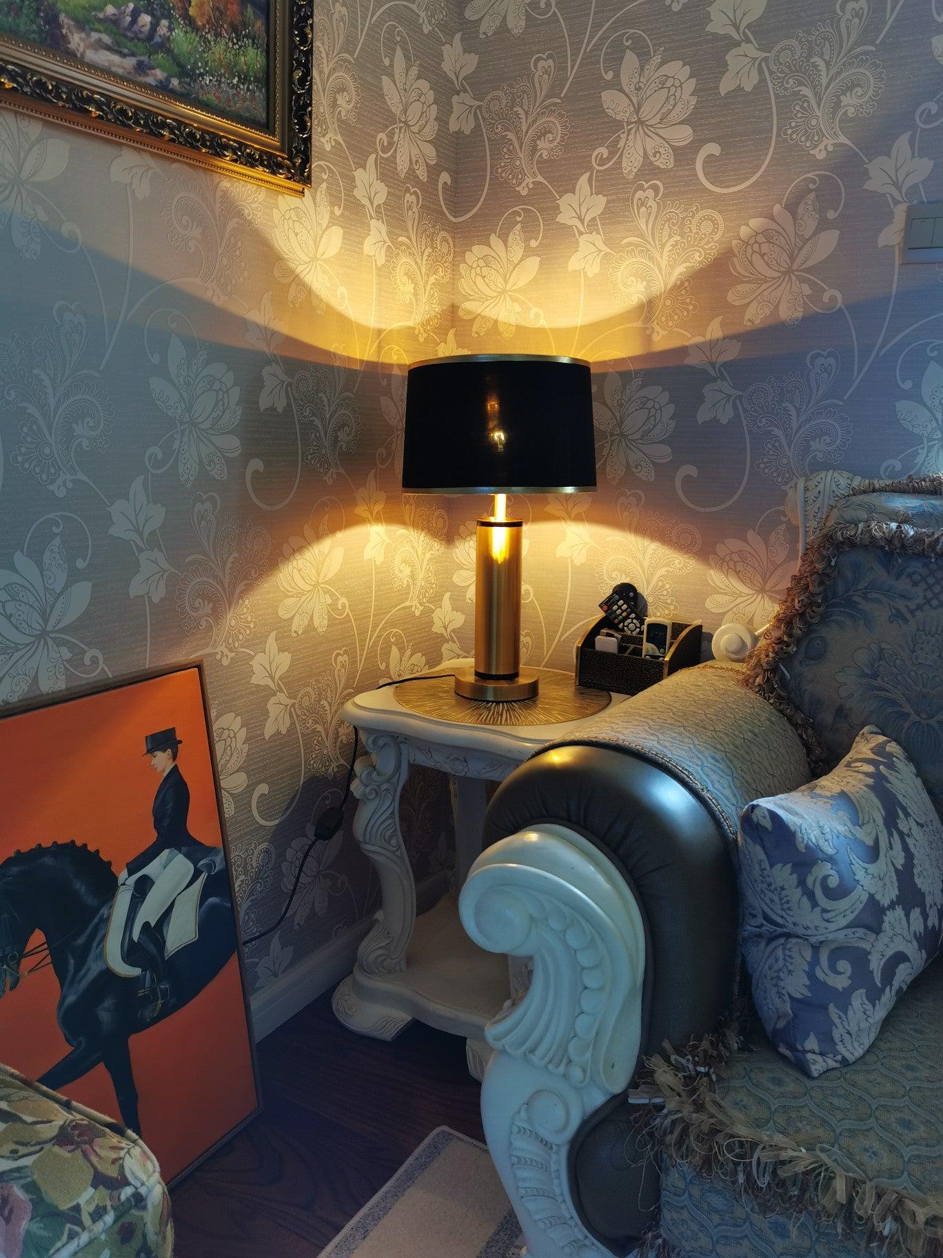 Jaspar Table Lamp | Metal & Fabric | Gold Finish with Black Shade