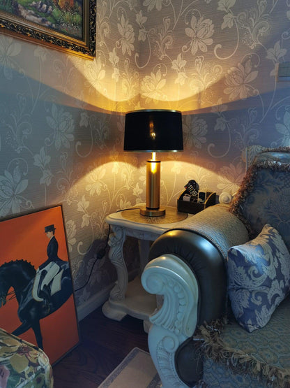 Jaspar Table Lamp | Metal & Fabric | Gold Finish with Black Shade