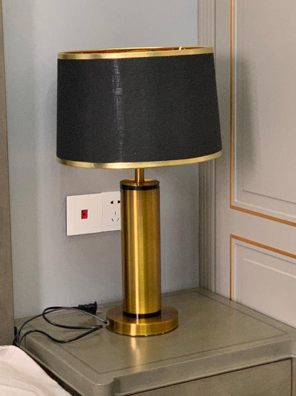 Jaspar Table Lamp | Metal & Fabric | Gold Finish with Black Shade