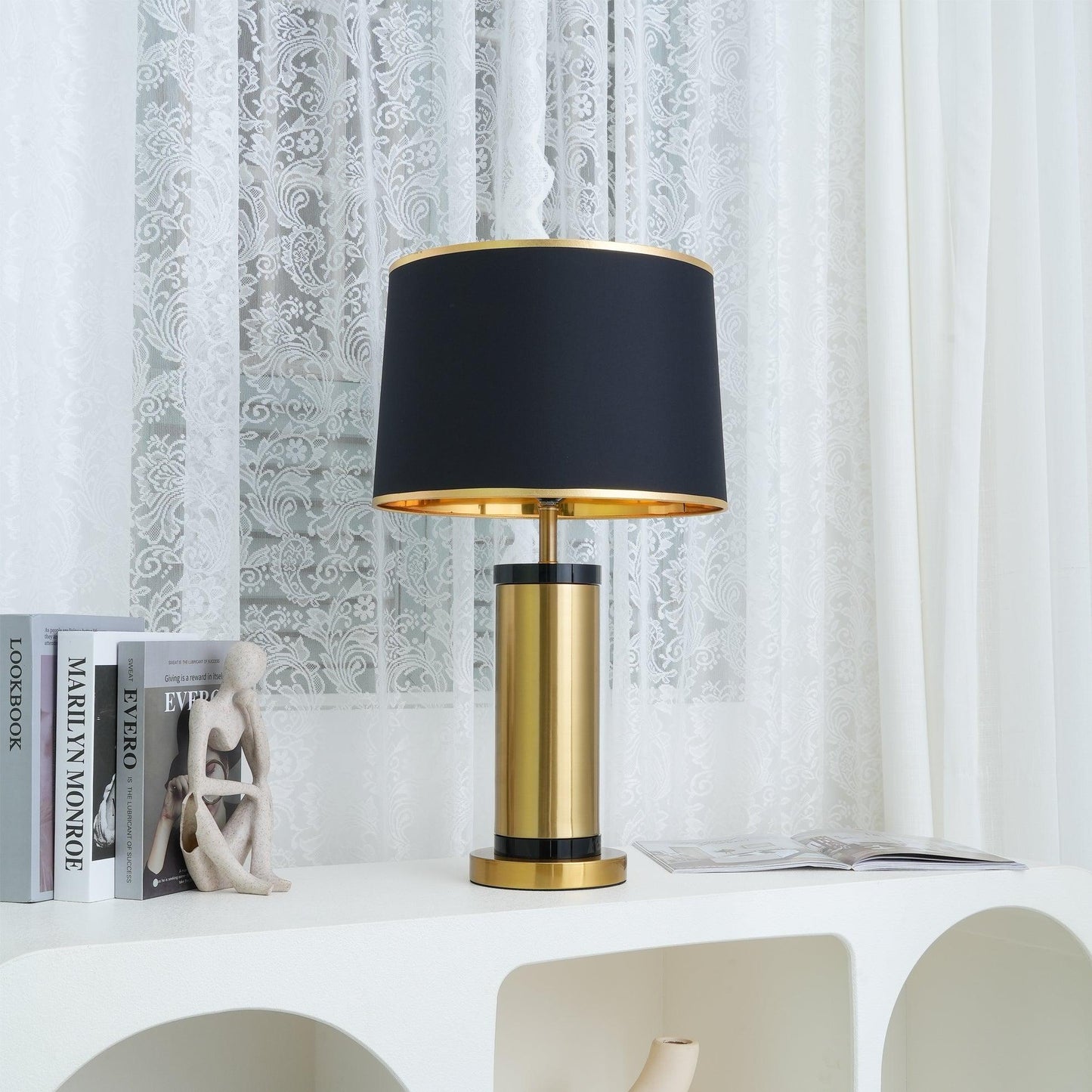 Jaspar Table Lamp | Metal & Fabric | Gold Finish with Black Shade