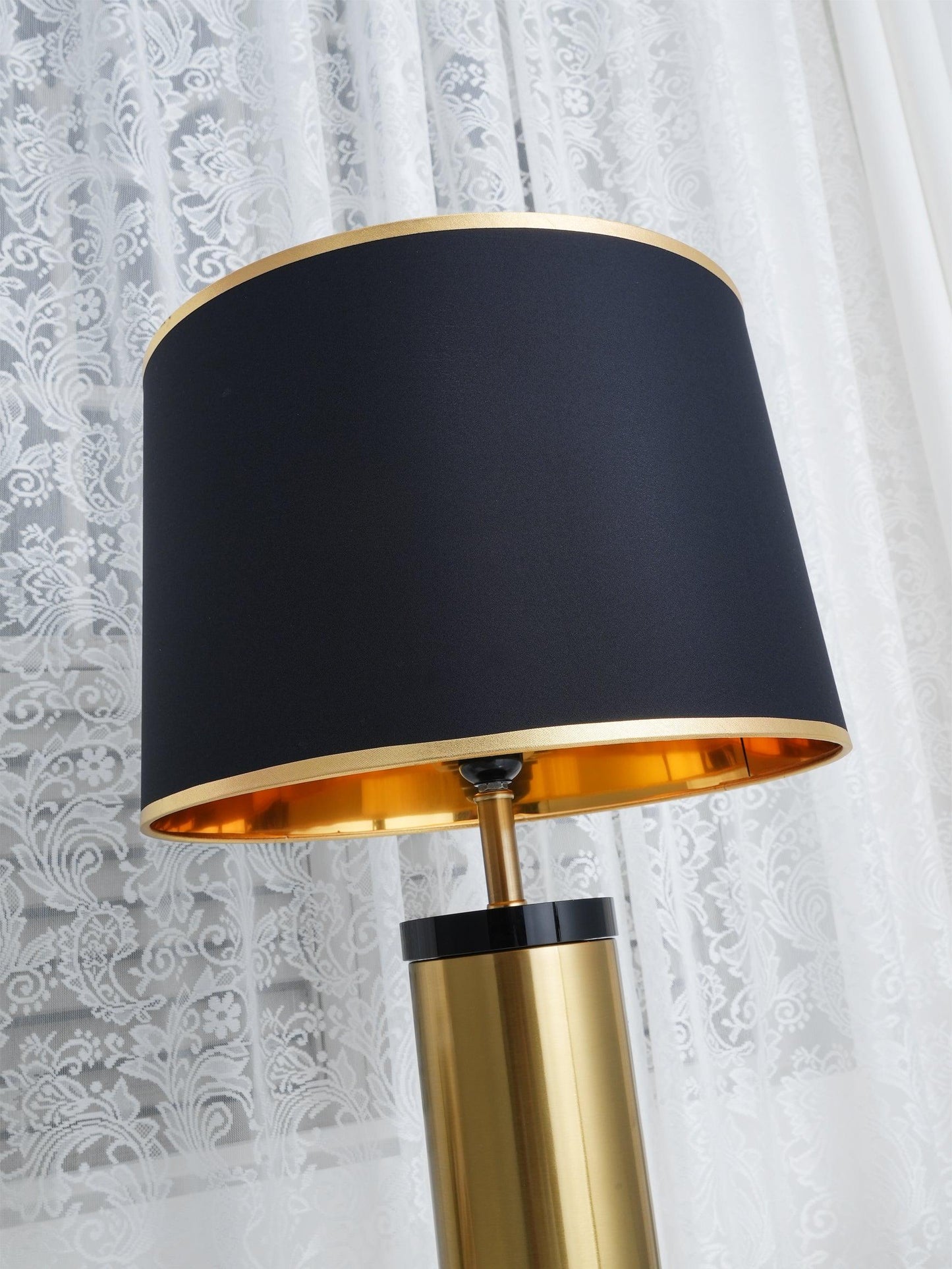 Jaspar Table Lamp | Metal & Fabric | Gold Finish with Black Shade