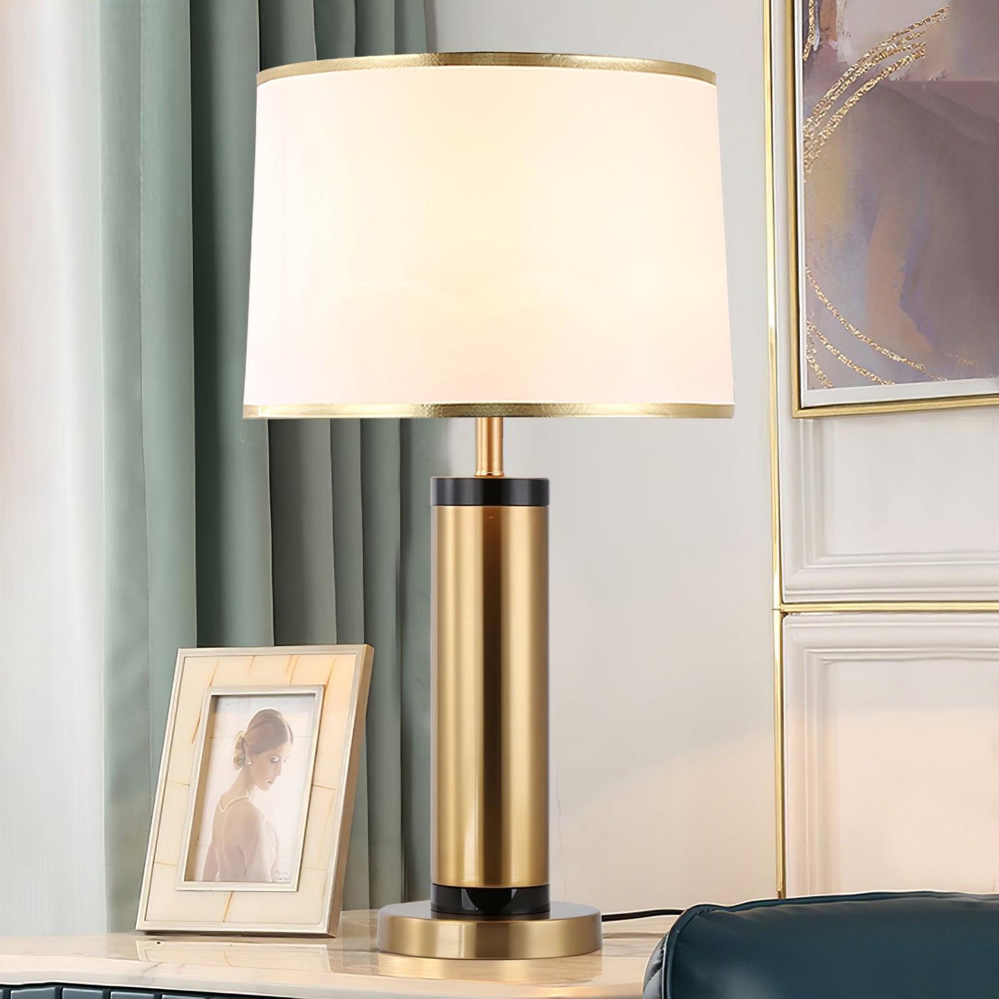 Jaspar Table Lamp | Metal & Fabric | Gold Finish with Black Shade