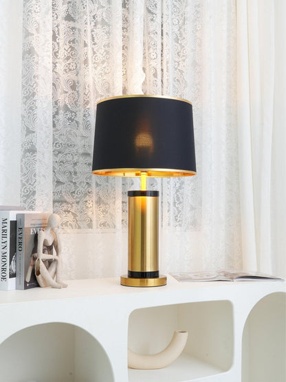 Jaspar Table Lamp | Metal & Fabric | Gold Finish with Black Shade
